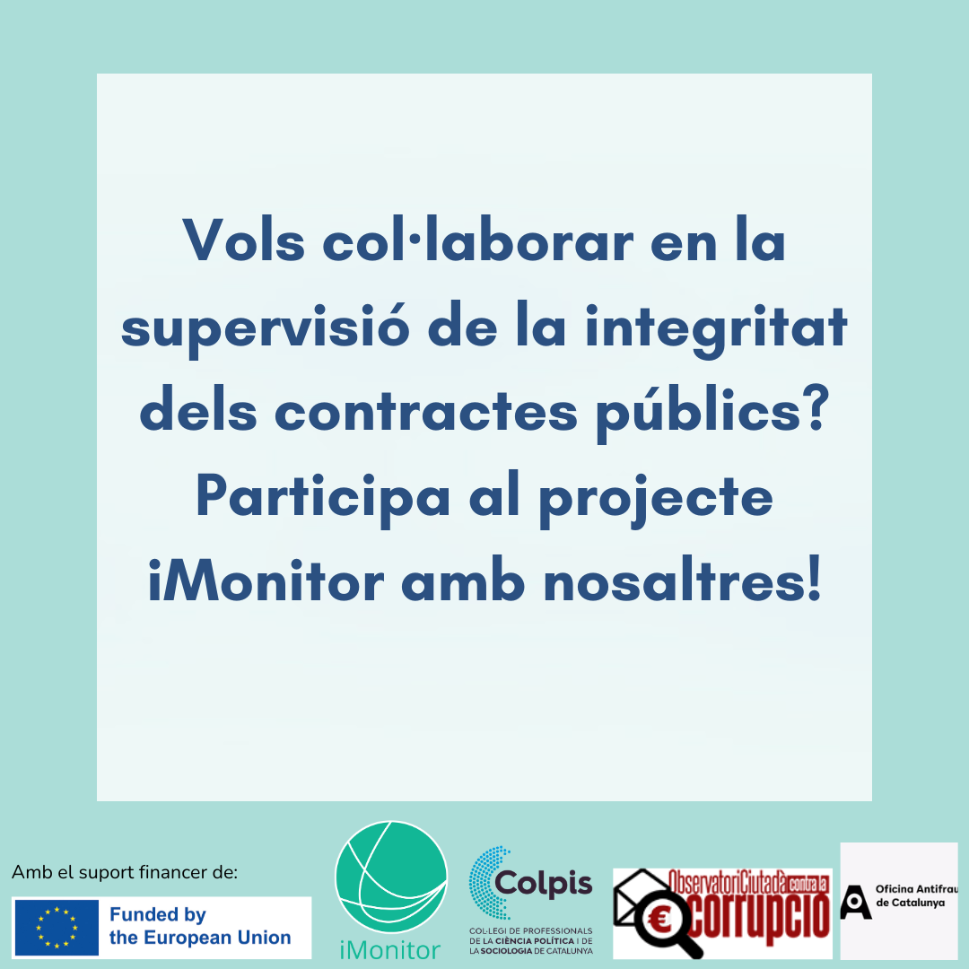 COLLABORA EN LA SUPERVISI DELS CONTRACTES PBLICS AMB EL PROJECTE IMONITOR 