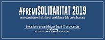 PREMI SOLIDARITAT 2019 DE L'INSTITUT DE DRETS HUMANS DE CATALUNYA 